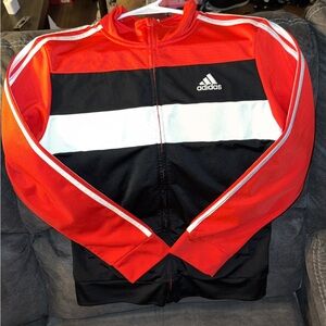 Adidas Men's Red, Black, and White Track Jacket